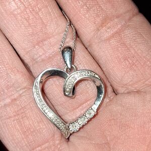 Kay Jewelers Silver Heart Necklace with Diamond Accents